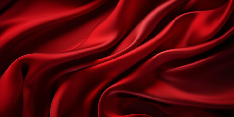 Obraz premium Black red silk satin. Beautiful soft folds. Shiny fabric.Dark luxury background with space for design.