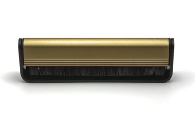 vinyl record cleaning brush (carbon fiber bristles) cloth, wood, dust removal (remove dirt from records) hi fi listening (dj, analog, high fidelity, audiophile tools, equipment) islolated on white