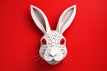 white rabbit with red bow