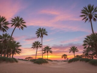 Fototapeta premium the golden hour of sunset curving sand dunes