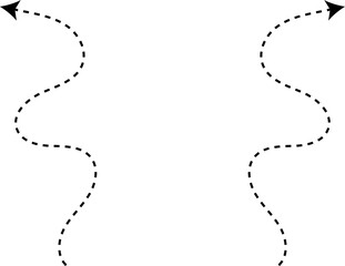 Fototapeta premium Curve arrow icon. Curved dotted arrow. Zigzag arrow stripes with dotted lines. Vector