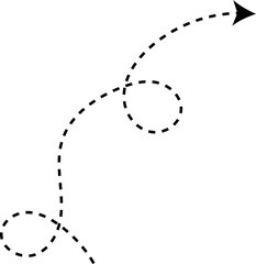 Curve arrow icon. Curved dotted arrow. Zigzag arrow stripes with dotted lines. Vector