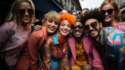Foto op Canvas Fashionable group of people gather outside at Milan Women's Fashion Week in Milan. © AS Photo Family