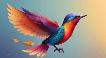Fototapeta premium A flying Long-billed Sunbird bird with colorful feathers