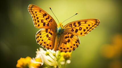Fototapeta premium Macro close-up view of a butterfly in nature