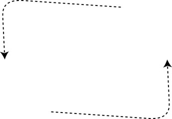 Curve arrow icon. Curved dotted arrow. Zigzag arrow stripes with dotted lines. Vector