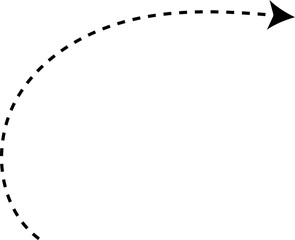 Curve arrow icon. Curved dotted arrow. Zigzag arrow stripes with dotted lines. Vector