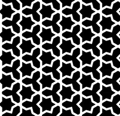 Black and white seamless abstract pattern. Background and backdrop. Grayscale ornamental design. Mosaic ornaments. Vector graphic illustration. EPS10.