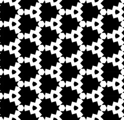 Black and white seamless abstract pattern. Background and backdrop. Grayscale ornamental design. Mosaic ornaments. Vector graphic illustration. EPS10.