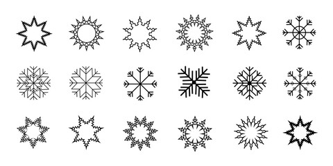 Set of snow icon vector snowflakes christmas winter decoration sign symbol design background