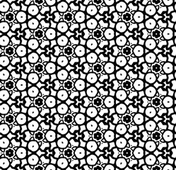 Black and white seamless abstract pattern. Background and backdrop. Grayscale ornamental design. Mosaic ornaments. Vector graphic illustration. EPS10.