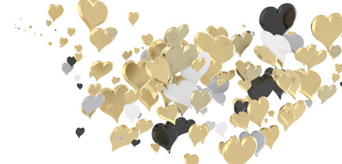 Love valentine background with red petals of hearts on transparent background