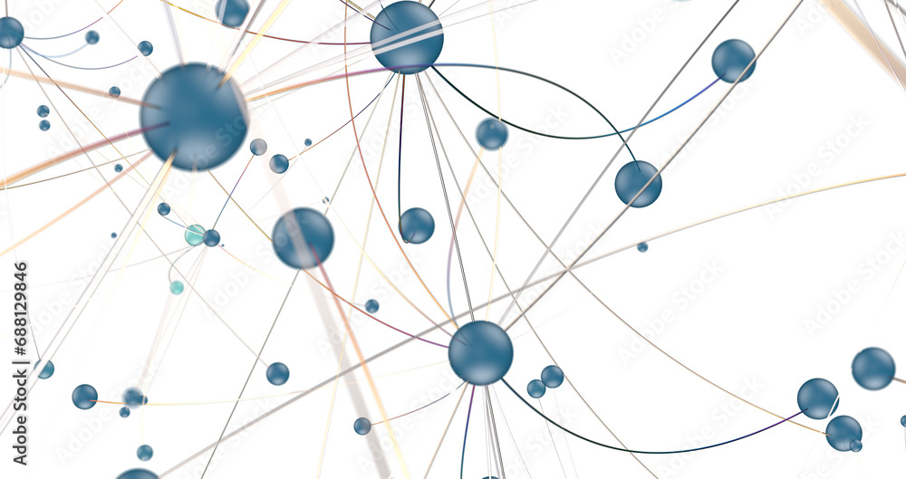 Poster Connecting lines and dots.Big data visualization