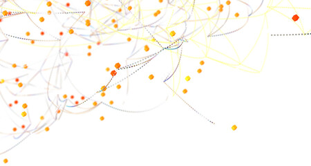 Multi color connected lines and dots network 3d illustration