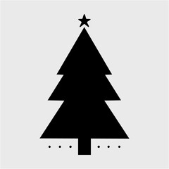 Obraz premium geometric christmas tree with star on top, black outline shape geometric christmas tree silhouette isolated minimal unique creative christmas tree xmas elegant design pine tree abstract design