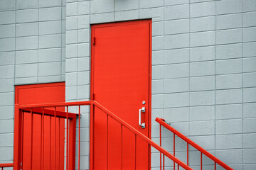 Close up of two doors on an exterior building.