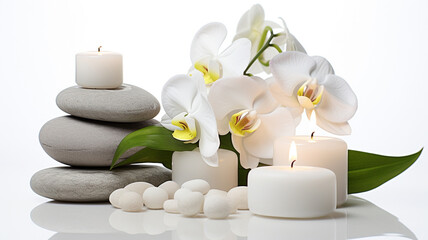 spa still life with orchid flowers