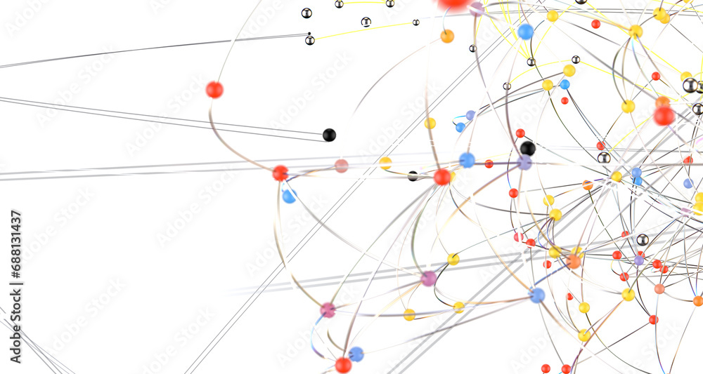 Poster Connecting lines and dots.Big data visualization