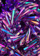 Magic Holographic 3D Crystals Background. 3D Render Illustration. - 688131424
