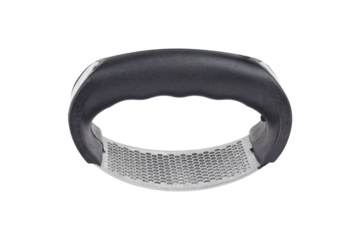 steel garlic press isolated from background