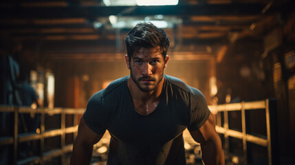 Obraz premium Intense Gym Session Capturing Dedication and Strength in Fitness Enthusiast
