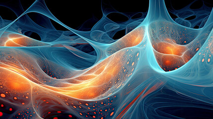 Futuristic glowing neural cells wallpaper. AI generated illustration.