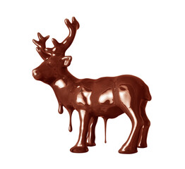 Deer made of chocolate with dripping drops isolated on a white background © Krafla