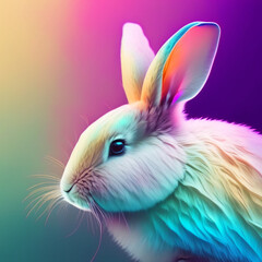 Abstract rabbit animal pastel colors pink wallpaper background generative AI