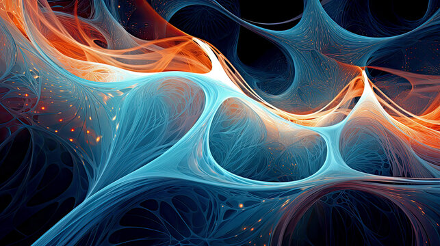 Futuristic glowing waves, neural networks, fractals wallpaper. 
