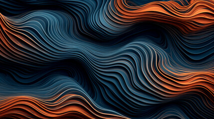 Abstract sea blue and orange texture background. AI generated illustration. - obrazy, fototapety, plakaty