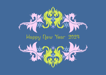 Obraz premium New Year card with 2024 year of the dragon! Chinese horoscope symbol. Dragon logo