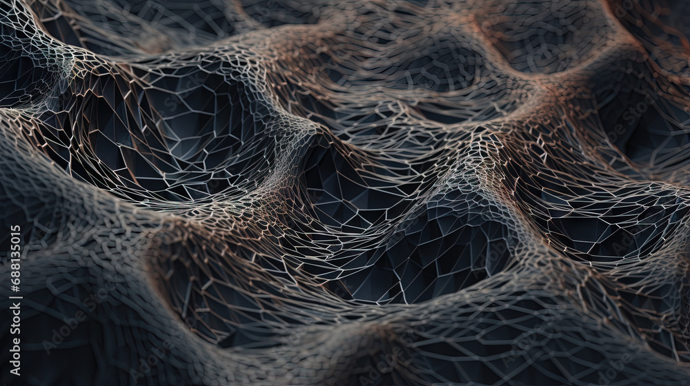 Poster scientific abstraction with futuristic textured tissue waves. tech background with close-up wave bio