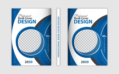 Book cover design template with blue and grey color. - obrazy, fototapety, plakaty