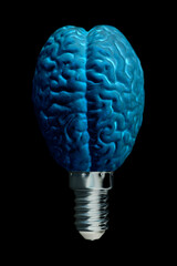 Human brain in form of light bulb