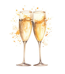 champagne flutes, isolated