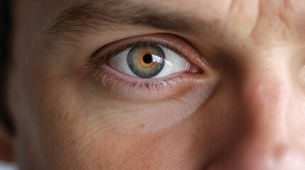 Obraz premium Extreme close-up highlighting the intensity of the man's gaze.