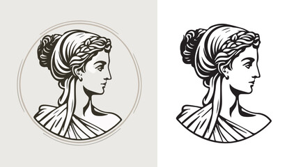 Ancient greek woman head vector illustration of female face