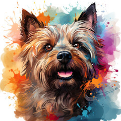 Naklejka premium watercolor Cairn Terrier clipart, Generative Ai