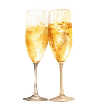 gold champagne flutes isolated