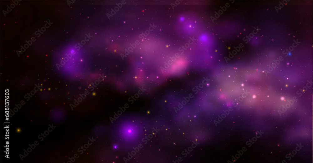 Wall mural space vector background with realistic nebula and shining stars. magic colorful galaxy with stardust
