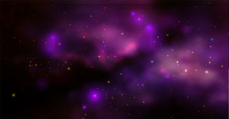 Space vector background with realistic nebula and shining stars. Magic colorful galaxy with stardust