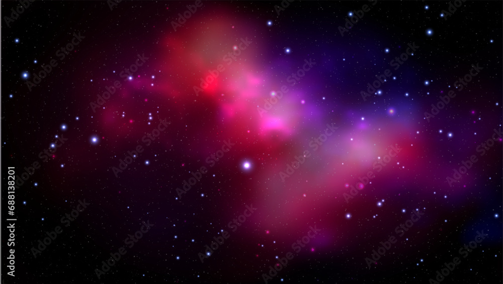 Wall mural space vector background with realistic nebula and shining stars. magic colorful galaxy with stardust