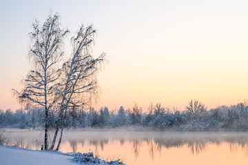 Eisiger Sonnenuntergang