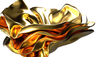 Lustrous Texture: Abstract 3D Gold Cloth Illustration for Rich and Glamorous Designs