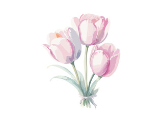Obraz na płótnie Canvas Beautiful Tulips bouquet, Vector illustration colorful watercolor Tulips bouquet. Generative AI