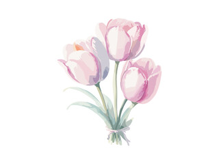 Beautiful Tulips bouquet, Vector illustration colorful watercolor Tulips bouquet.  Generative AI