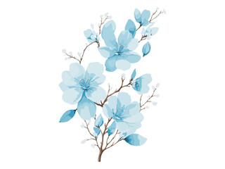 Obraz na płótnie Canvas WatercolorVector branch with spring flowers watercolor tree branch detailed hand drawn clip art element. Generative AI. 