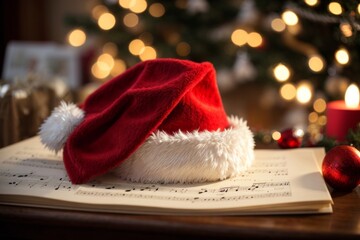 Santa Hat on Christmas Carol Sheet Music