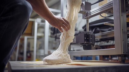
prototype of a human prosthetic leg made using a 3D printer - obrazy, fototapety, plakaty
