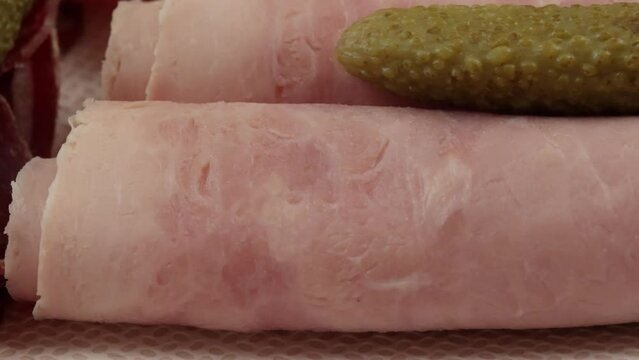 tranches de jambon cuit, en gros plan